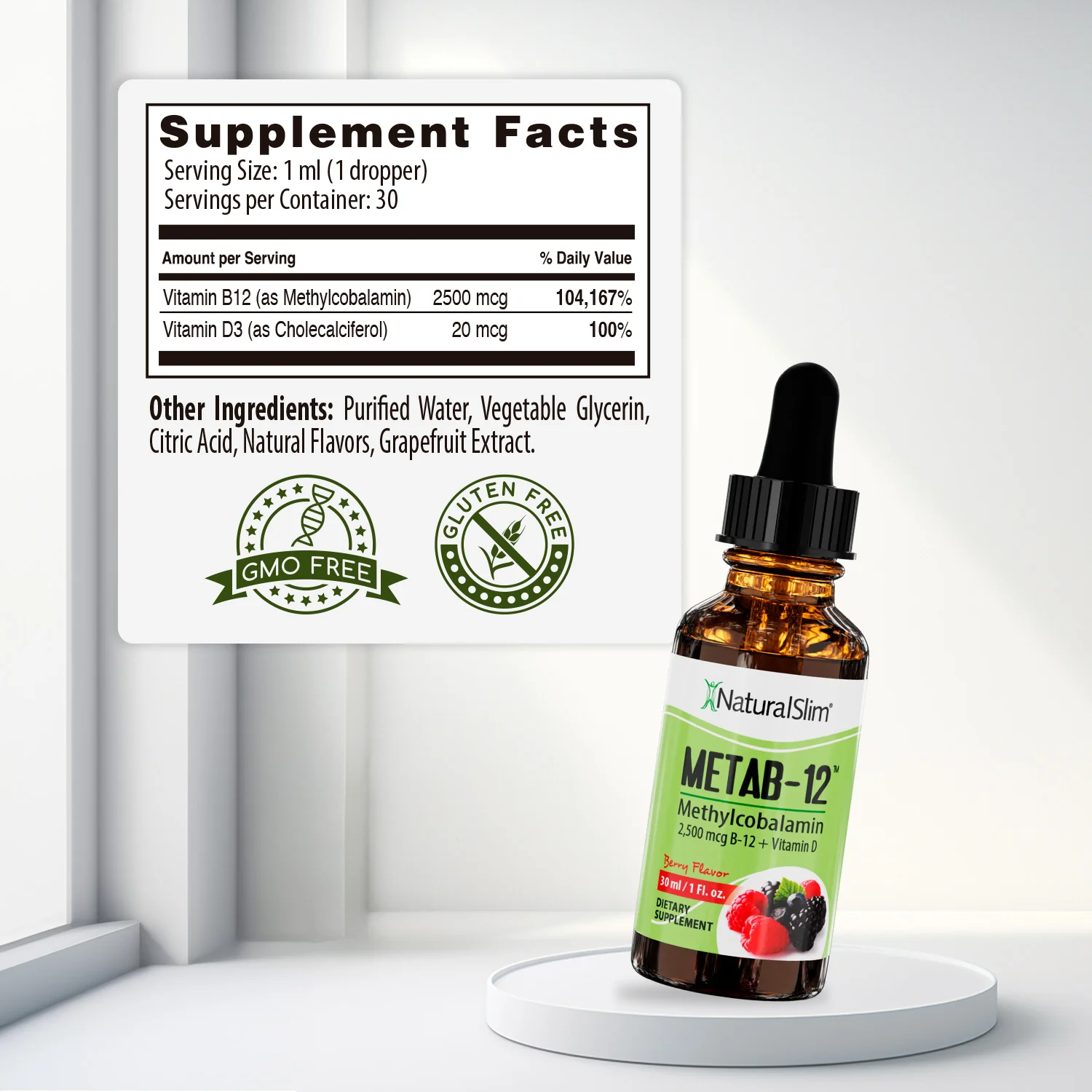 Metab-12 | Berry Liquid Vitamin B-12 (methylcobalamin) + Vitamin D - Image 6